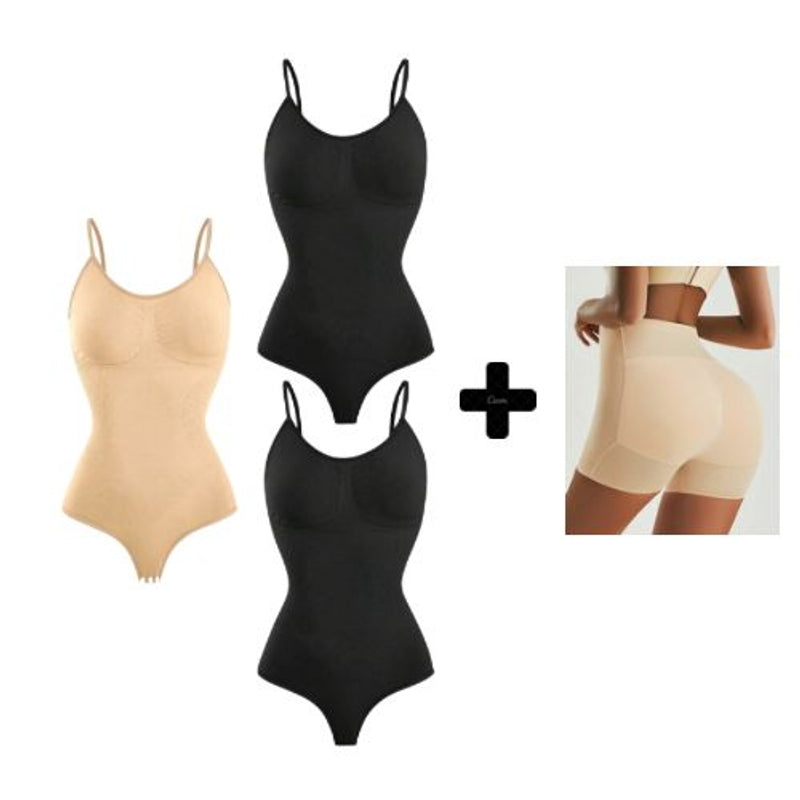 Combo - 2 Modeladores Corporales Negro M - 1 Body Reductor Beige y 1 Faja Culotte Beige
