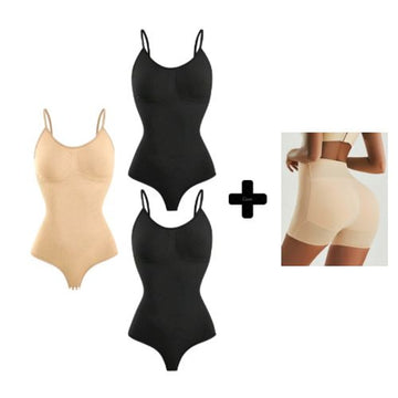 Combo - 2 Modeladores Corporales Negro M - 1 Body Reductor Beige y 1 Faja Culotte Beige